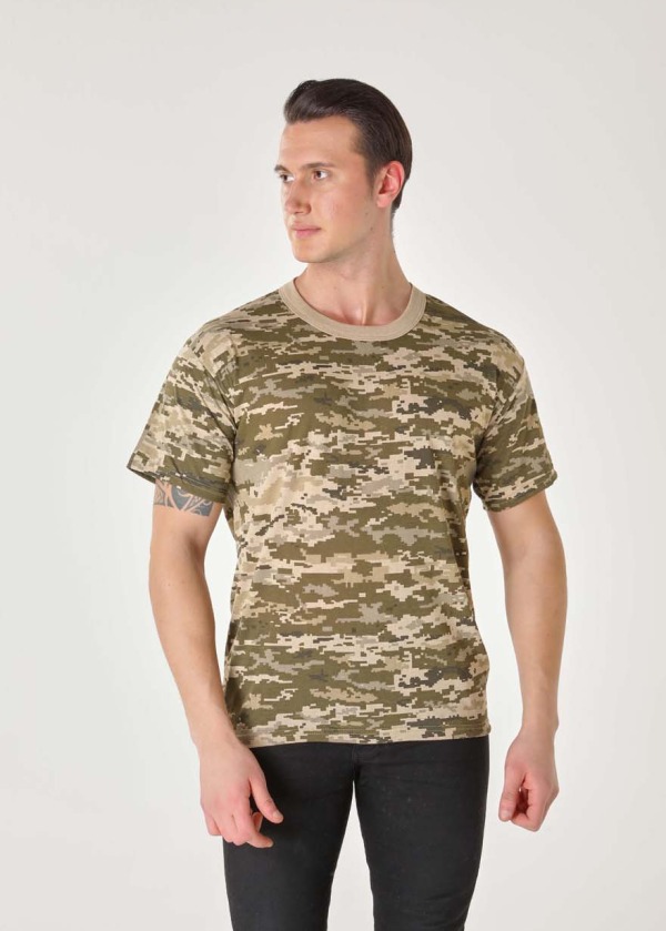 Kısakol T-Shirt Dijital Ukrayna Kamuflaj