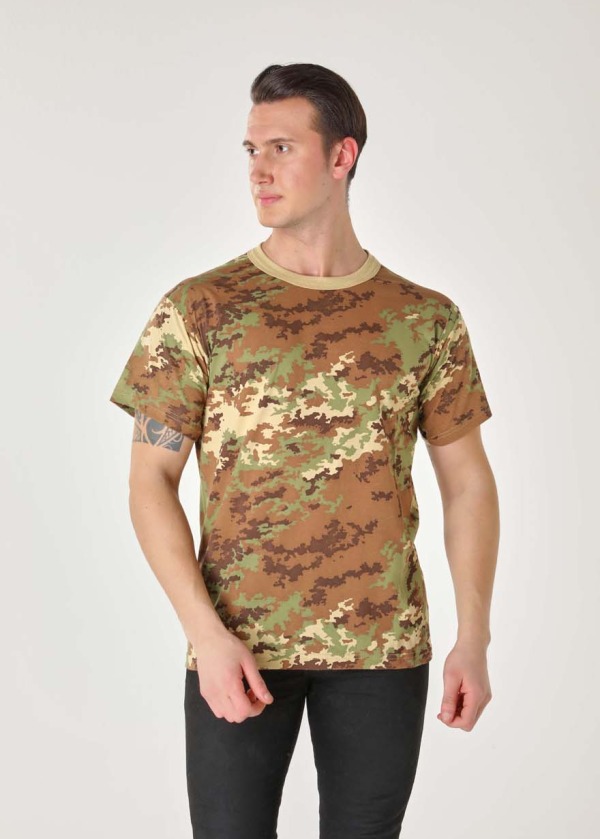 Kısakol T-Shirt İtalyan Kamuflaj